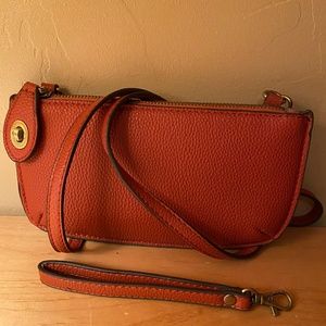 Joy Susan Leather Crossbody/Wristlet Burnt Orange